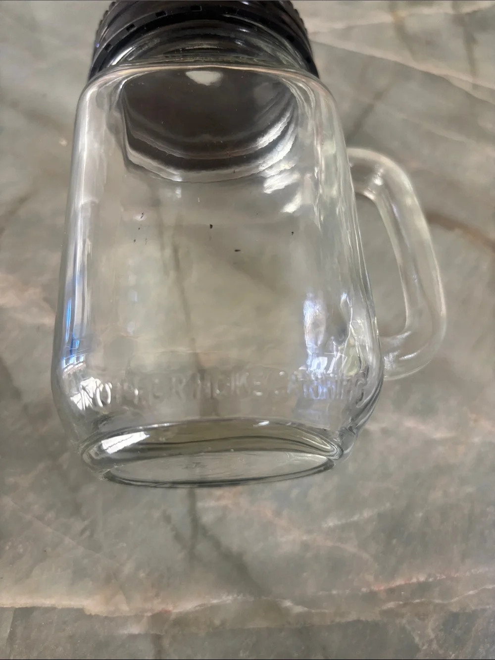 Mini Glass Mason Jar Drinking Mug with Handle and Plastic Screw-On Lid